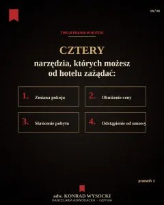 Reklamacja hotelu — obniżenie ceny, odstąpienie, zwrot kosztów