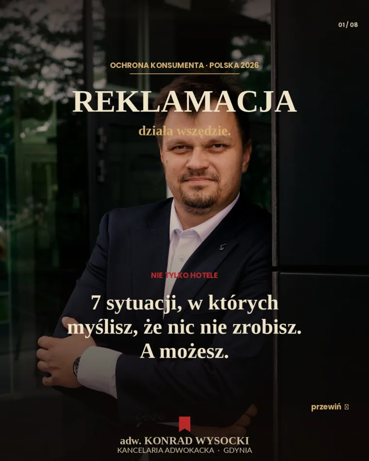 Reklamacja konsumencka — hotel, deweloper, biuro podróży, sklep online, ubezpieczyciel